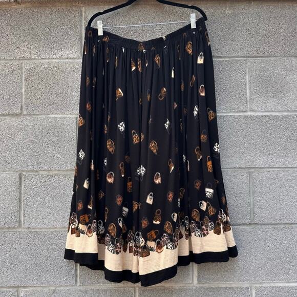 Vintage Stonebridge Plus Size 2X Midi Boho Skirt Elastic Waist Art To Wear Rayon - Picture 6 of 8